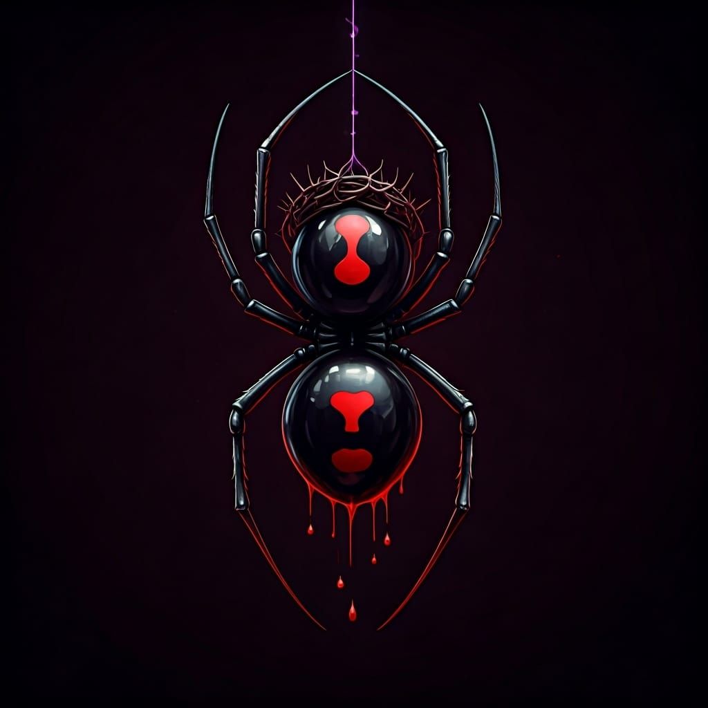 Gothic Black Widow Spider with Thorn Crown