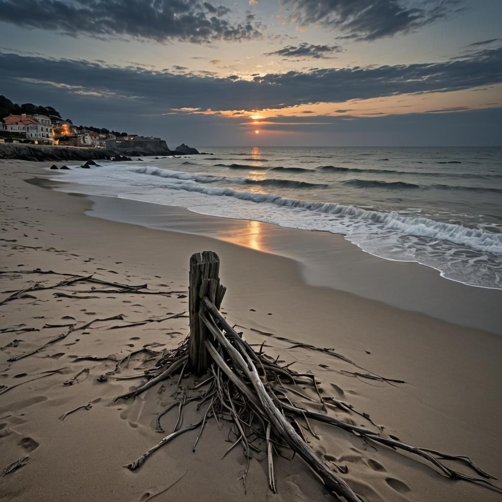 Lonely Ghost at Dawn: Moody Seascape
