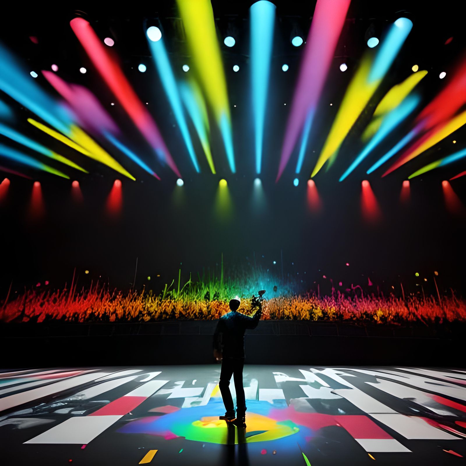 Singer on Stage in Graffiti Art Style