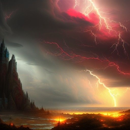 Dramatic Thunderstorm Painting in Deep Color