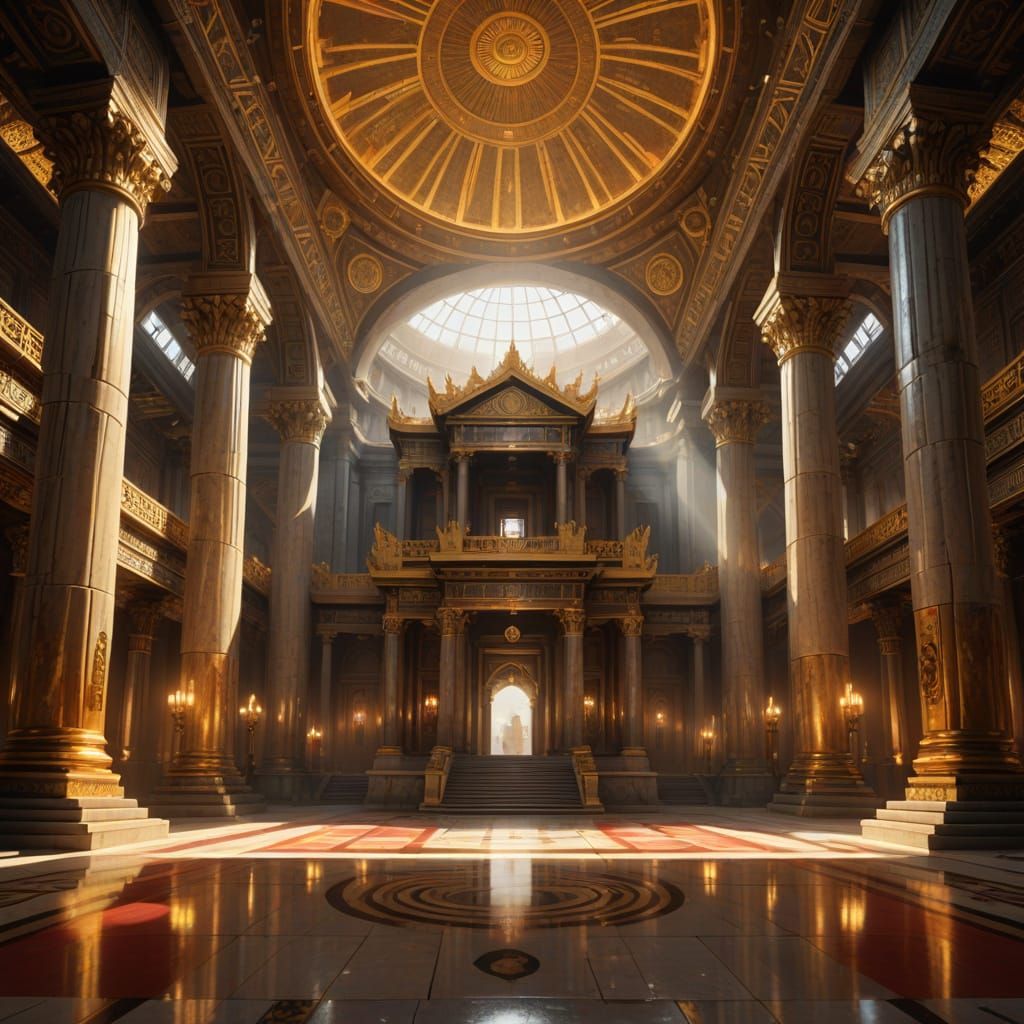 Grand Temple for Twelve Deities in Golden Hour Light