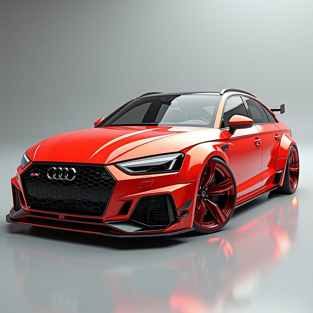 Red and Orange Audi A4 B5 in Manga Style