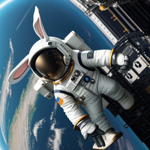 Astronaut Rabbit in Space