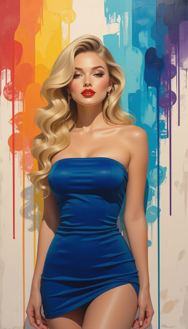 Beautiful  woman in digital graffiti art