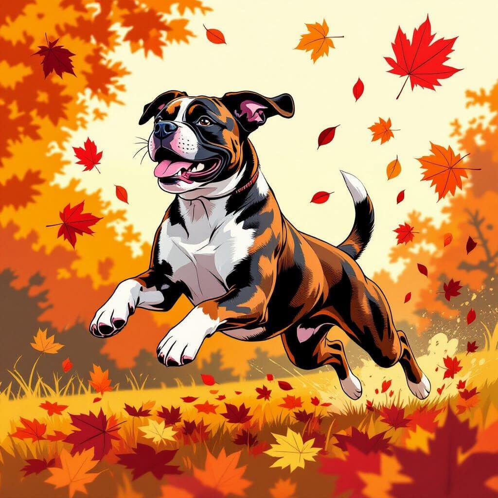 Boxer Dog Leaping: Graphic Novel Art