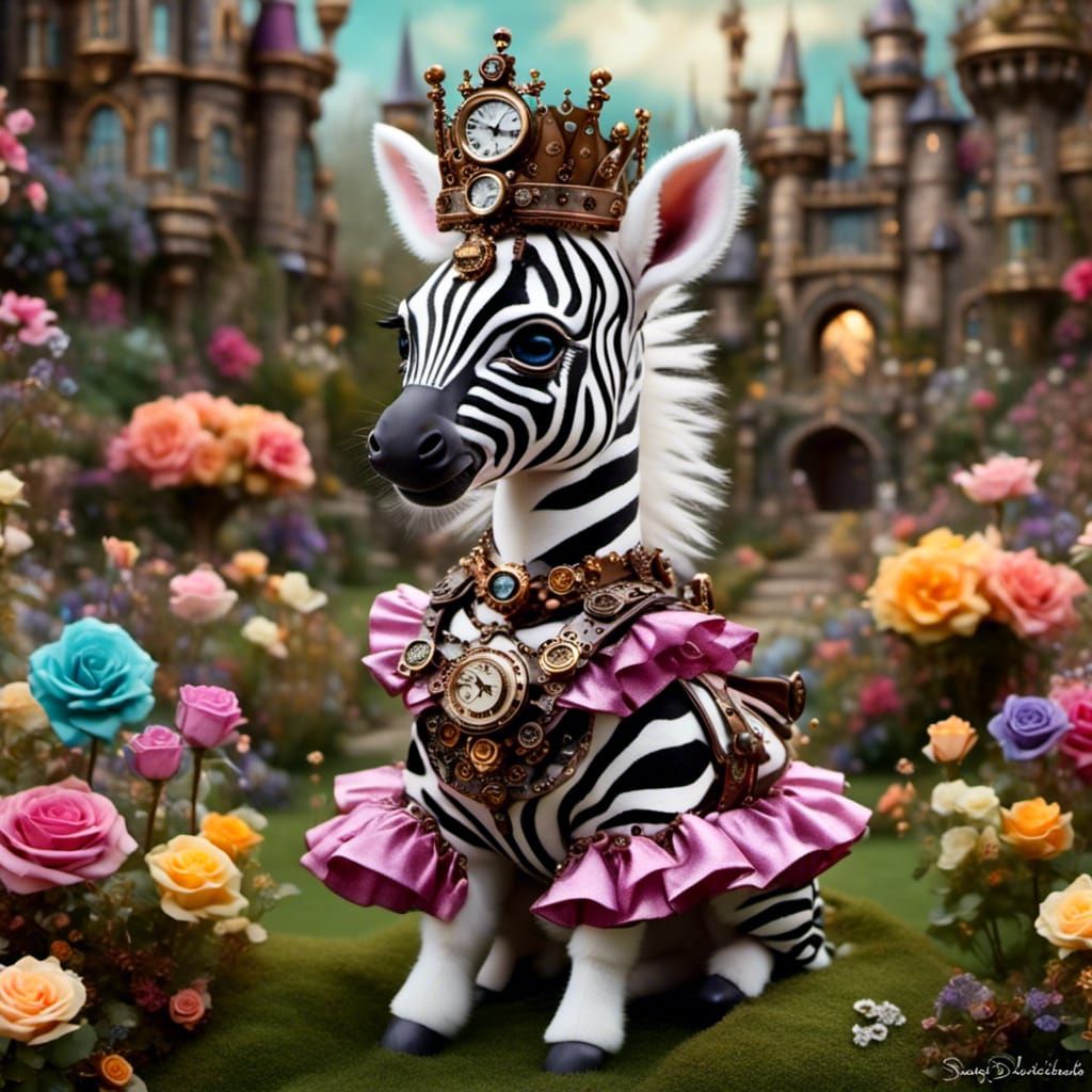 Steampunk Zebra Princess in Candy Kingdom Garden