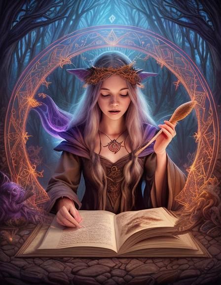 Sorcerer Weaving Spells in Magical Realm