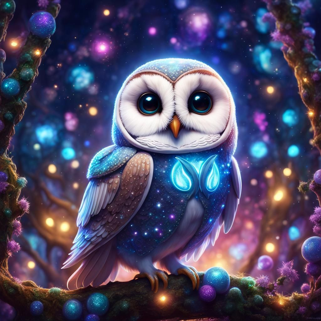 Adorable Ghost Barn Owl Portrait in Digital Art