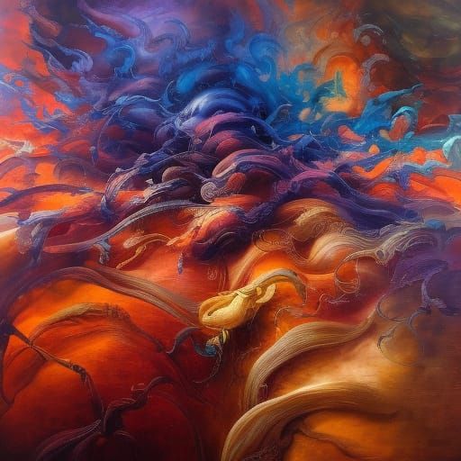 Vibrant Abstract Impressionism Oil Painting on Canvas