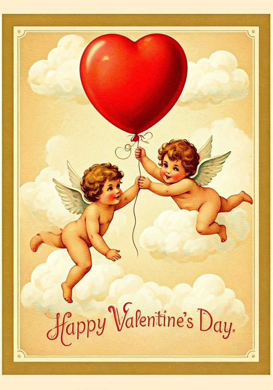 Charming Valentine's Day Cupids in Vintage Style