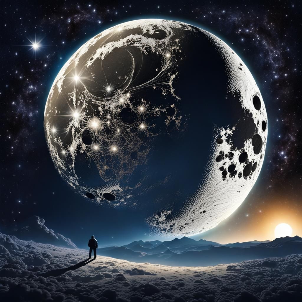Moon Alone in Space with Starry Background