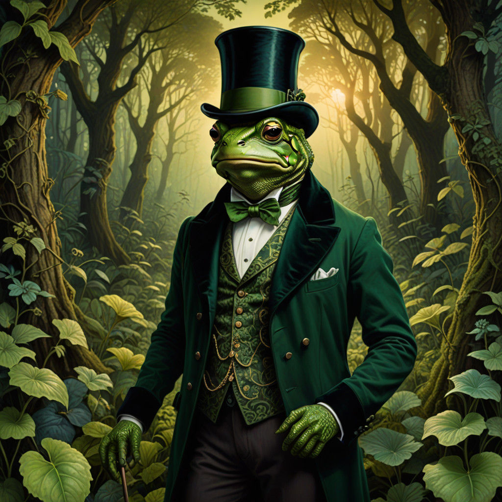 Toad in Victorian Splendor, Pre-Raphaelite Whimsy