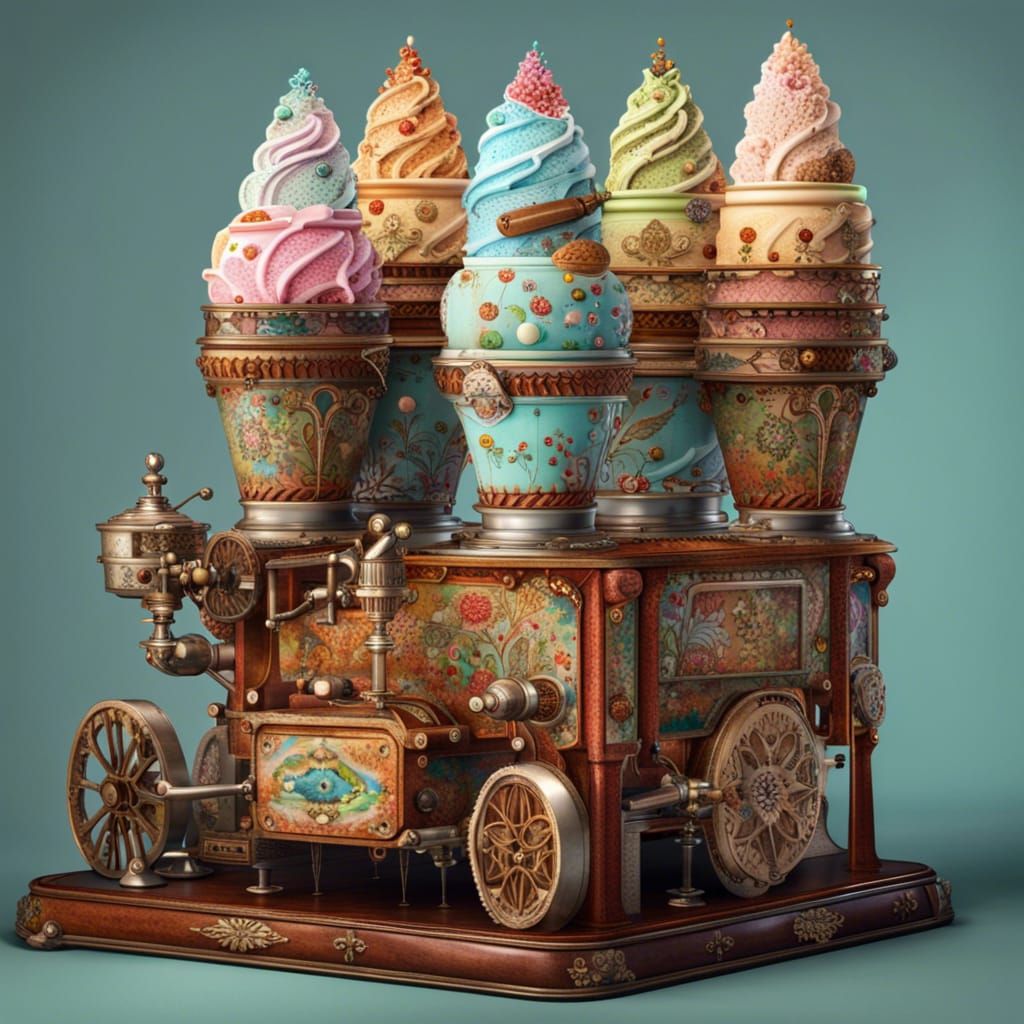 Victorian Ice Cream Machine with Robots