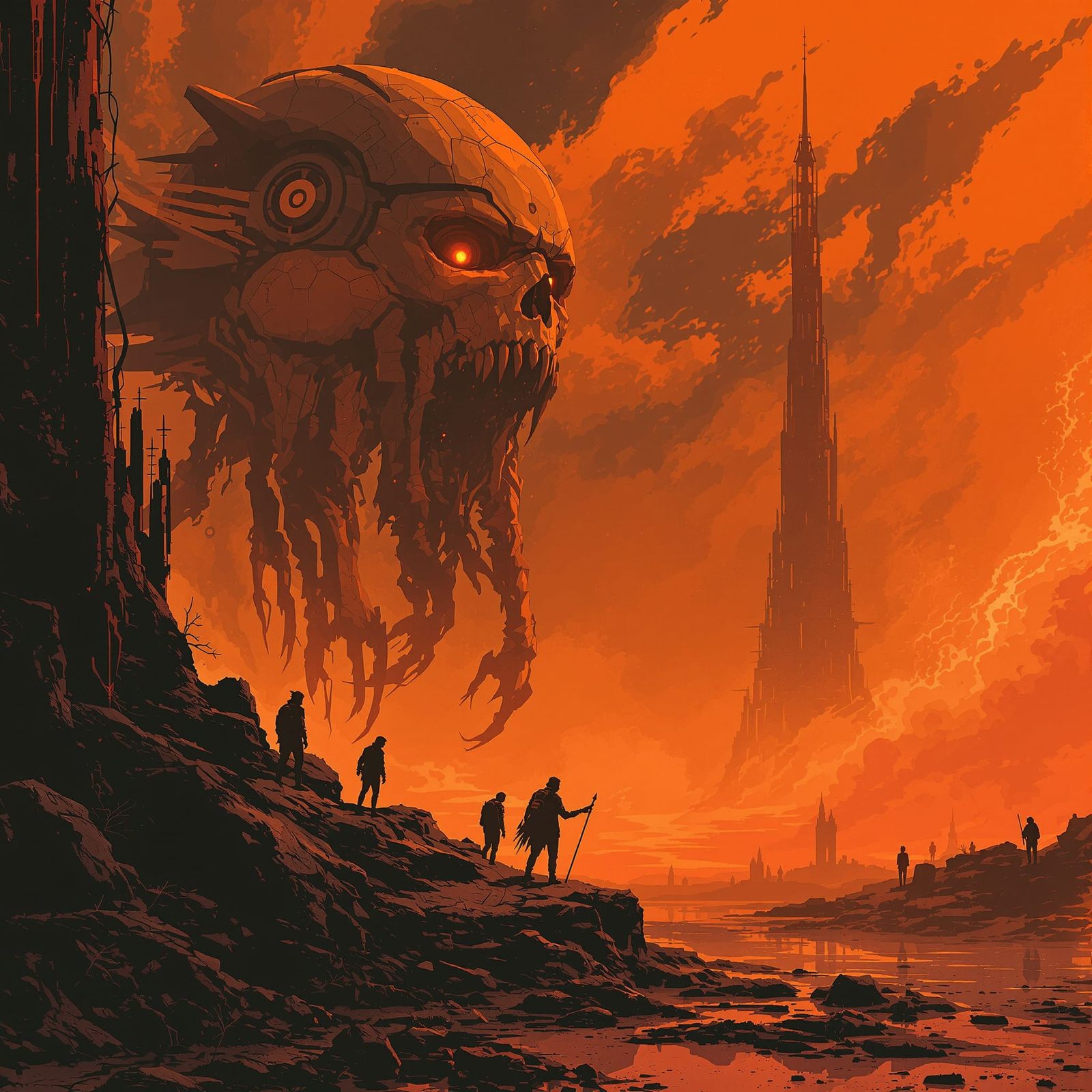 Grimdark Orange Retrofuturism Landscape