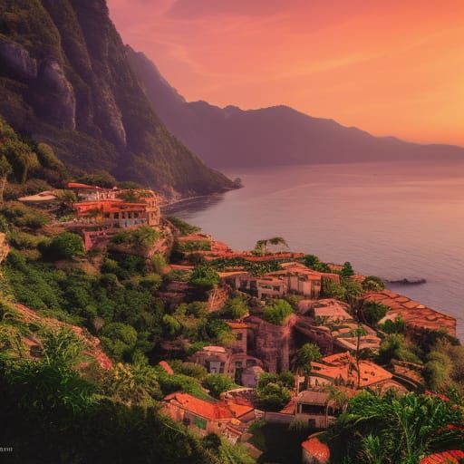 Hyperdetailed Italian Tropical Beach Concept Art