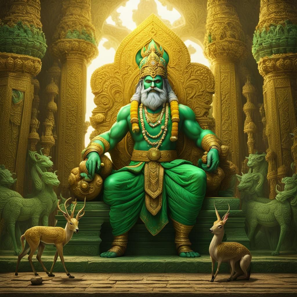 Vayu, Hindu God of Wind, on Throne