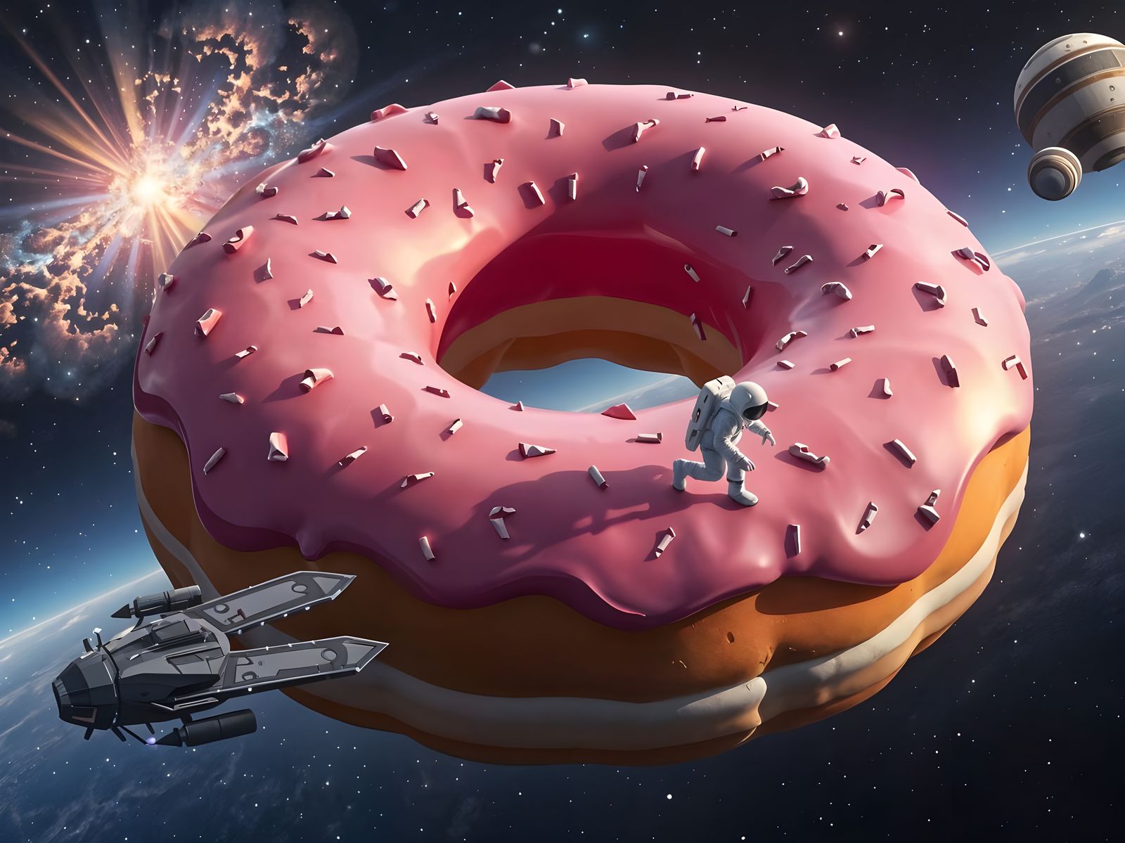 Giant Donut in Space Adventure