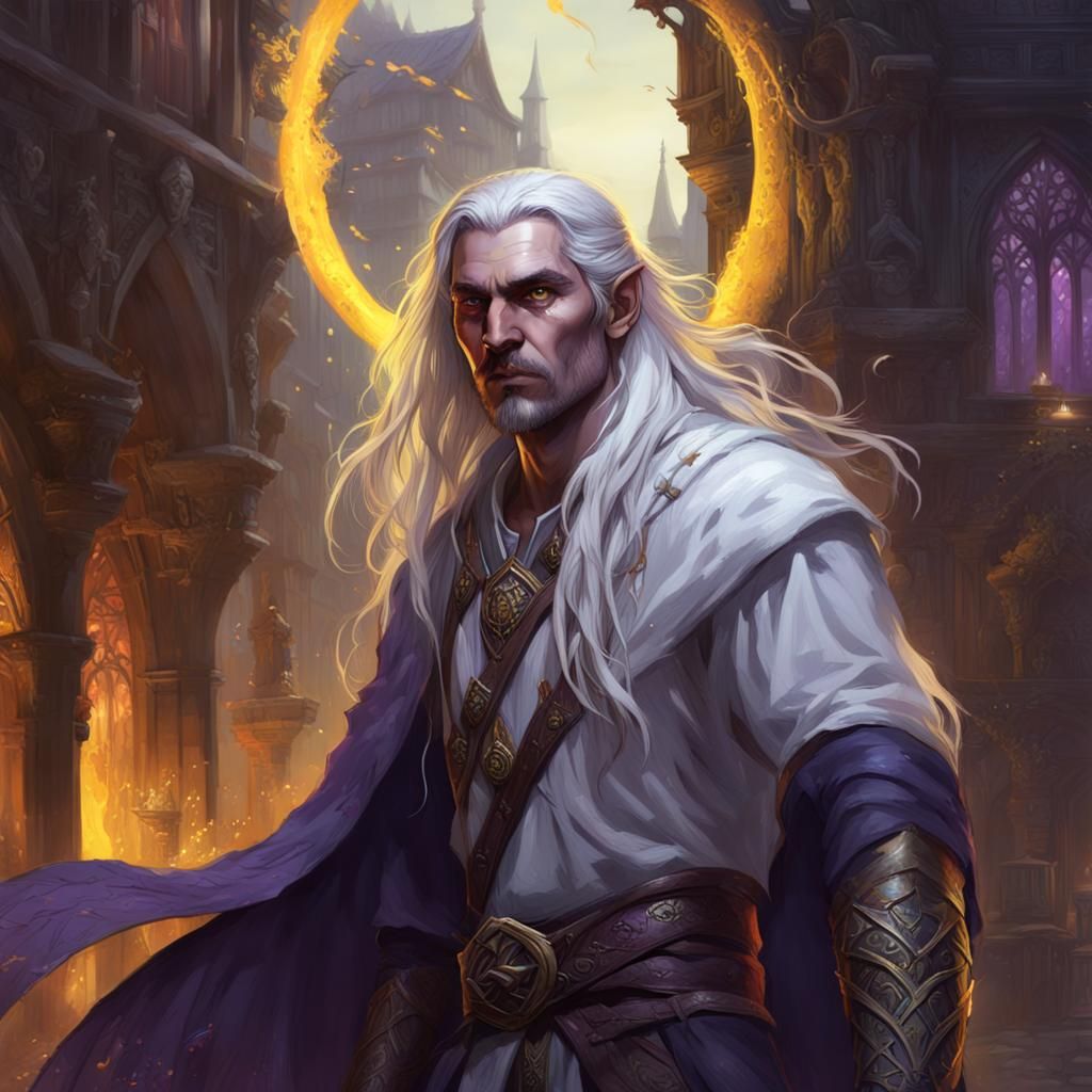 Half-Elf Druid in Dark Fantasy Style