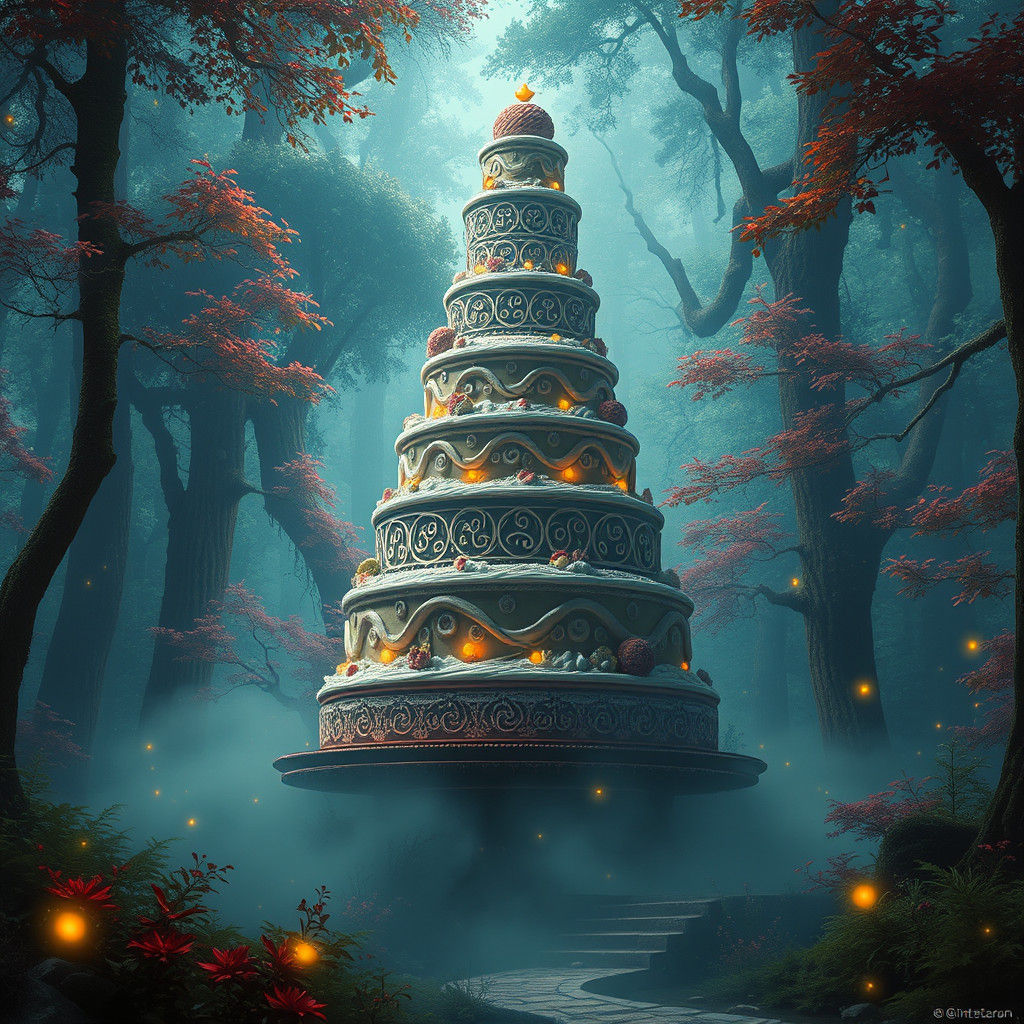 Mystical Cake Emerges from Enchanted Forest