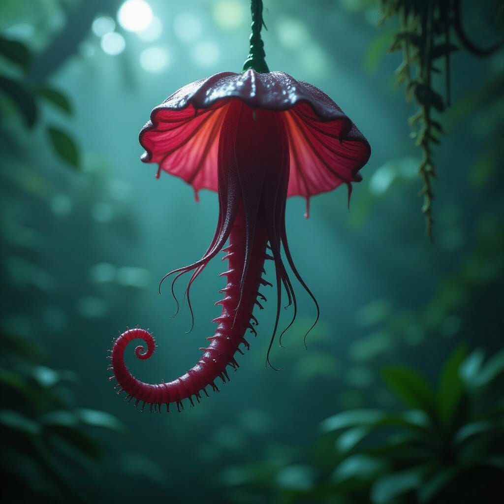 Alien Carnivorous Plant with Slimy Pseudopod, Cinematic Film...