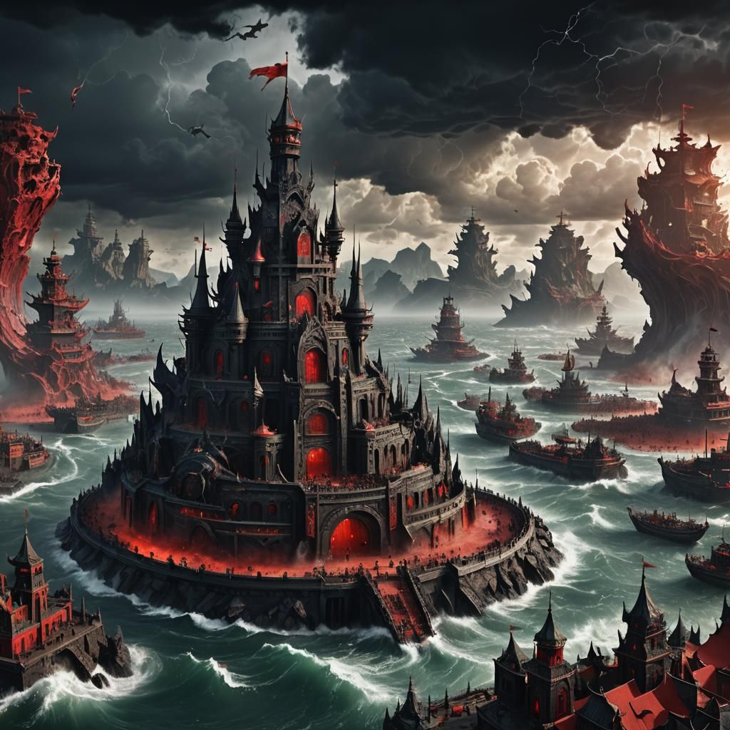Stormy Black Rock City of the Dragon Ruler