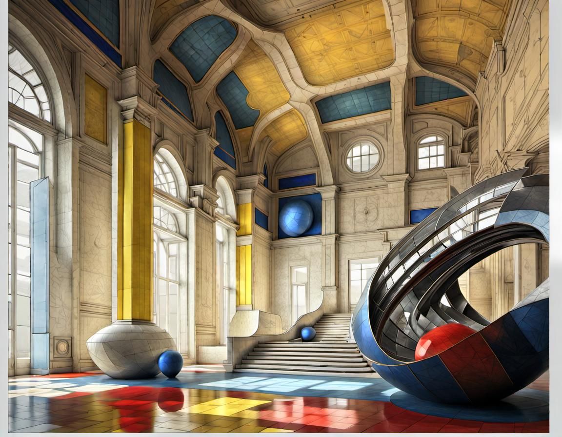 Elegant Sci-Fi Sculpture in Art Deco Style