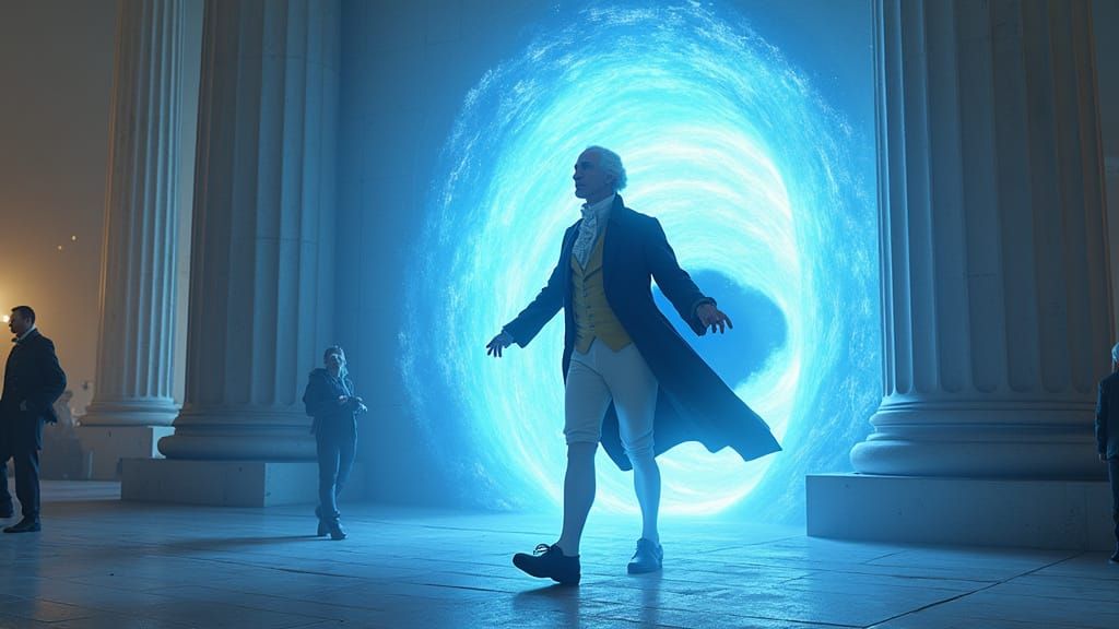 George Washington Emerges in Modern America, Digital Art