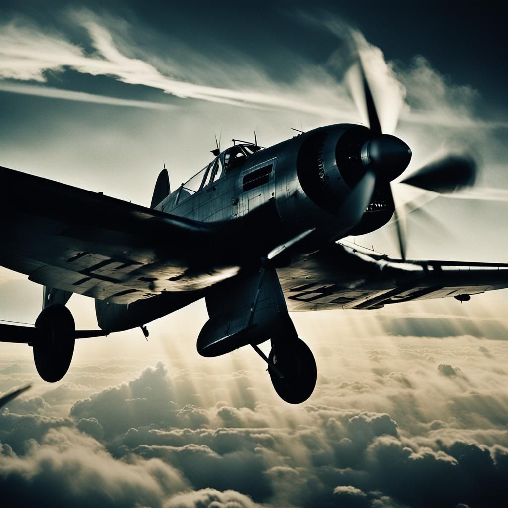 WW2 German Airplane in Intense Dogfight