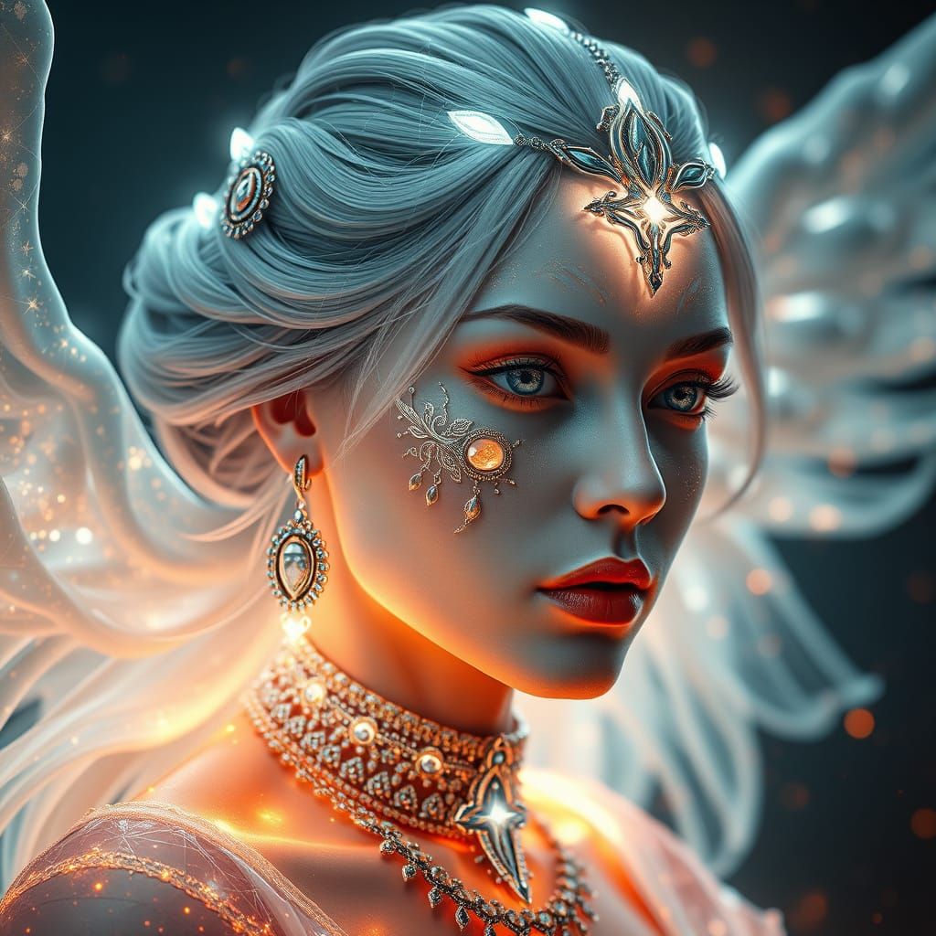 Ethereal Goddess of Lava and Light in Hyper Realistic Fantas...