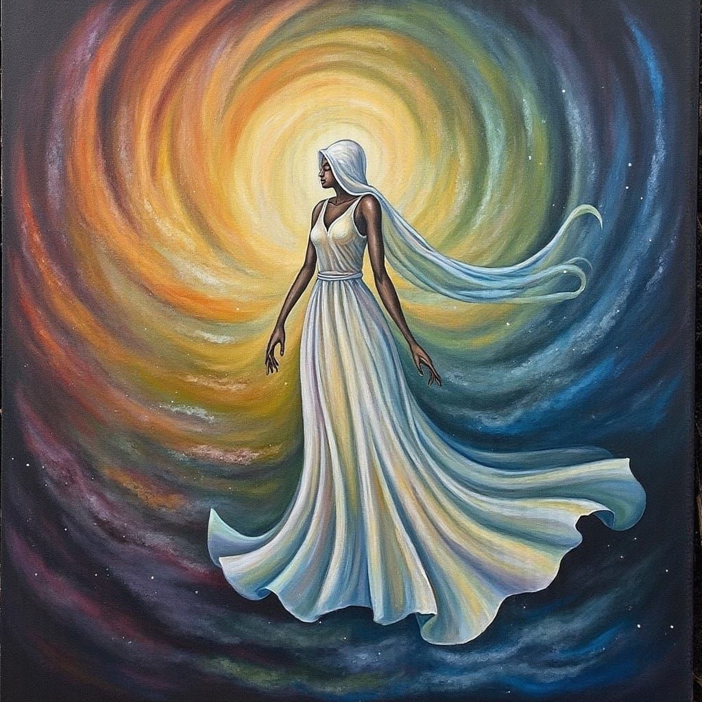 Ethereal Being in a Vortex of Colors
