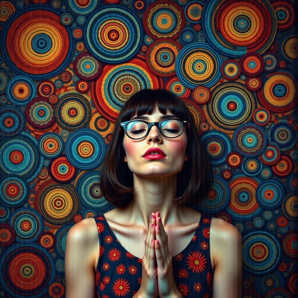 Abstract Psychedelia Woman in Prayerful Reverence