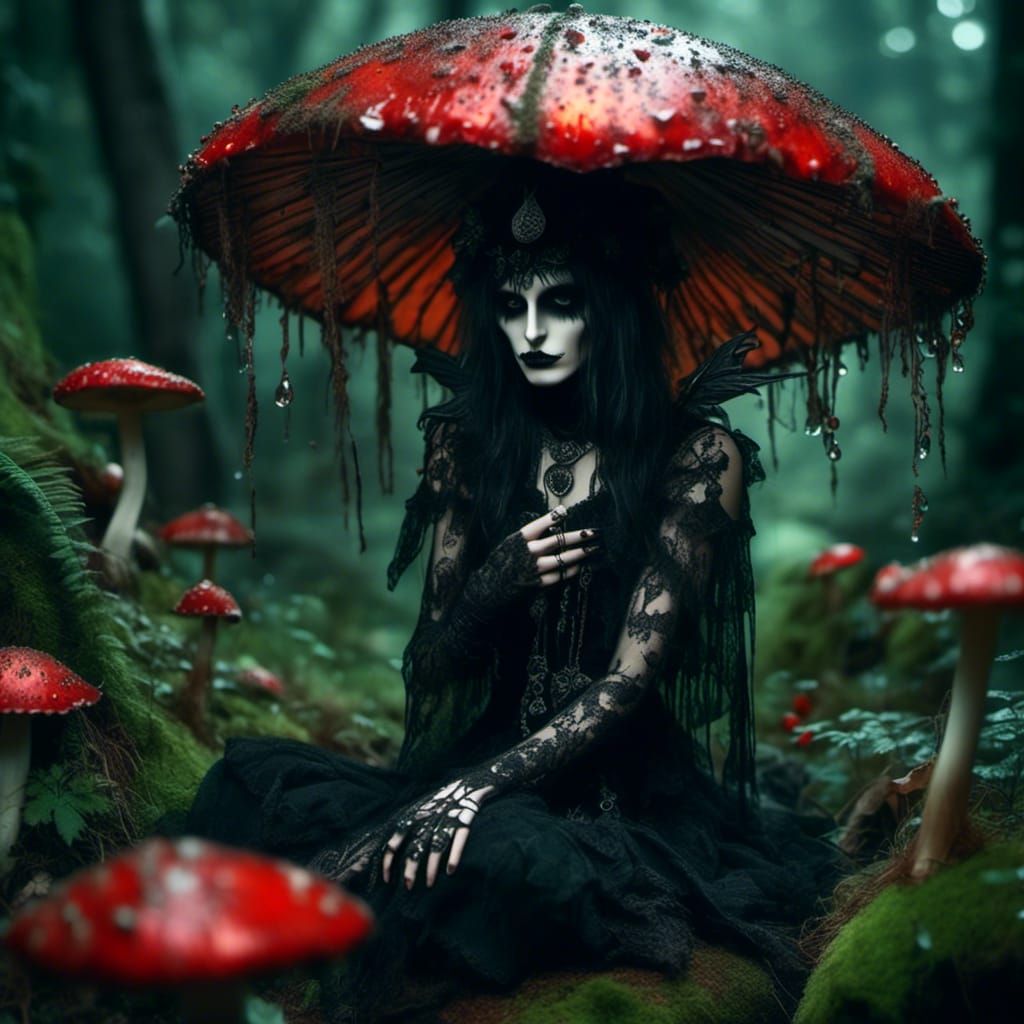Fairy on Mushroom: Macro Photograph in Sci-Fi Naturalism Sty...