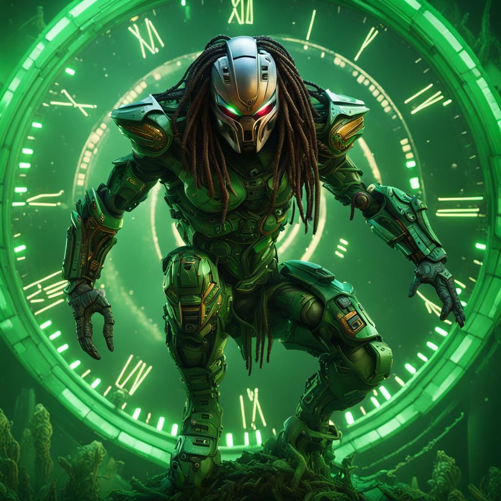 Futuristic Predator Countdown in Detailed Matte Painting