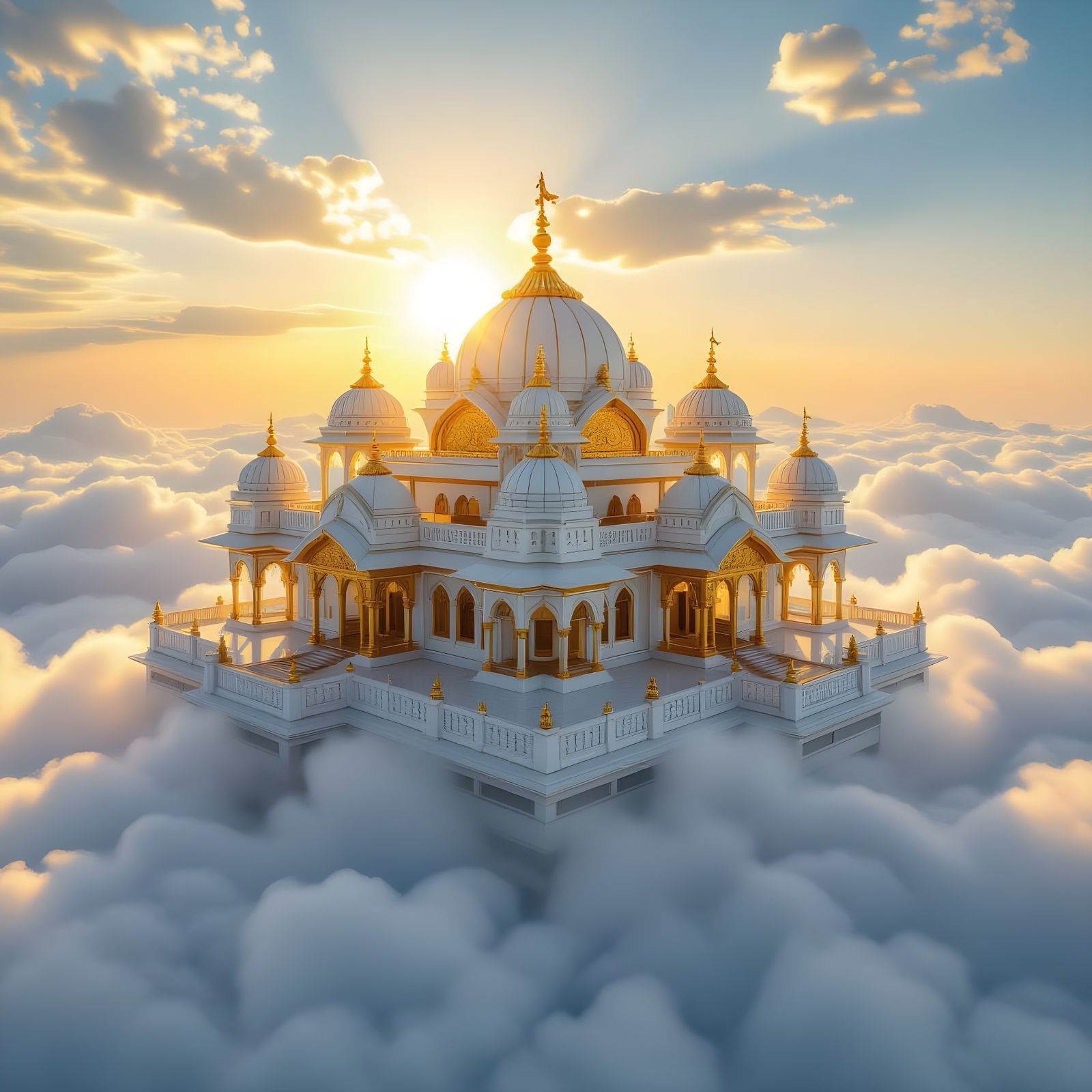 Heavenly Hindu Palace Floating in Clouds