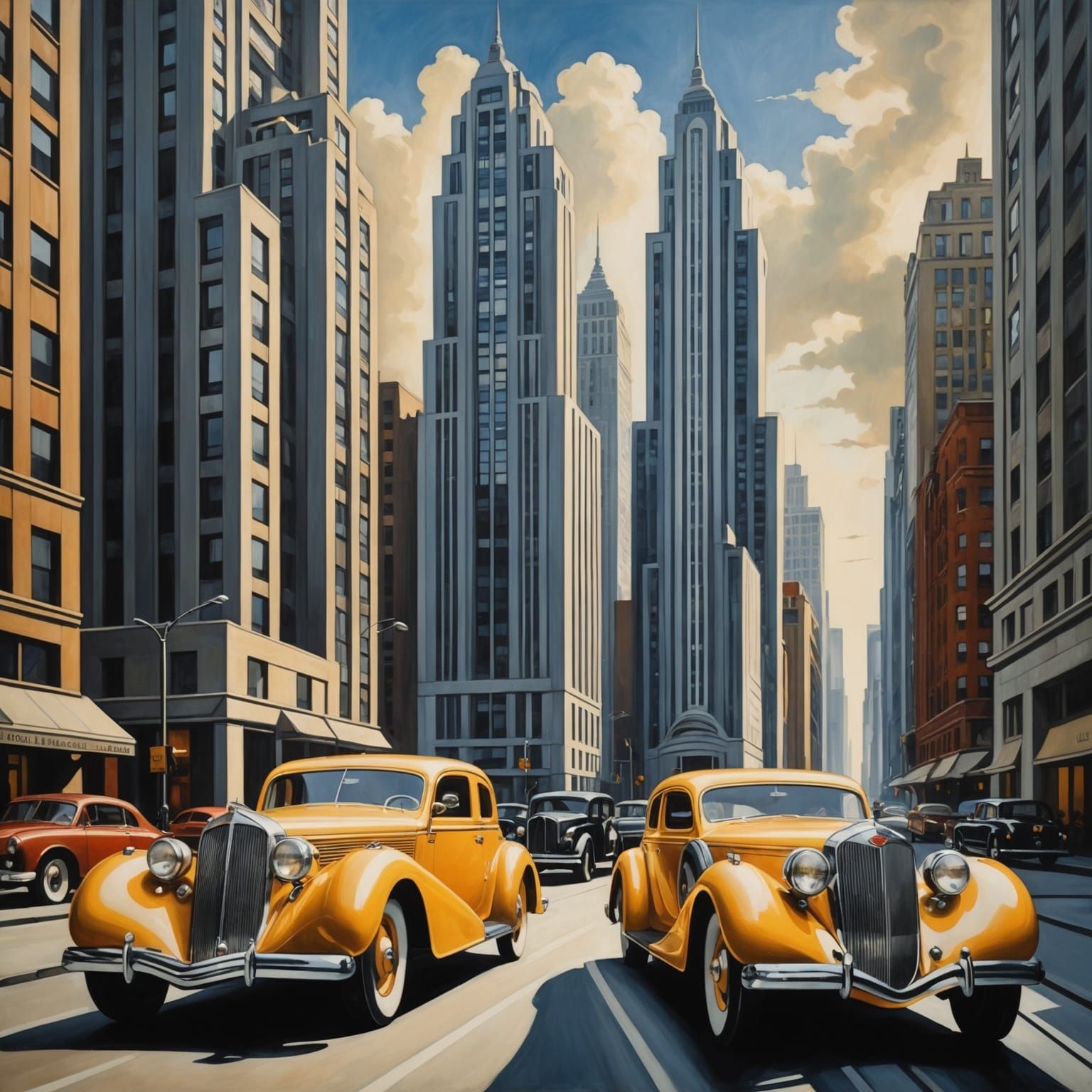 Art Deco Urban Scene in Tamara de Lempicka Style