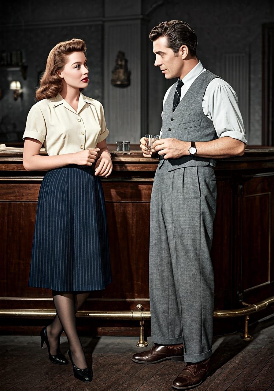 Classic 1950s Bar Scene in Technicolor Film Style