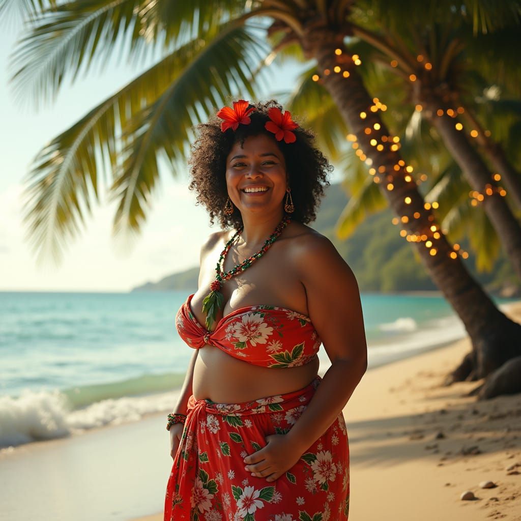 Vibrant Hawaiian Christmas Goddess