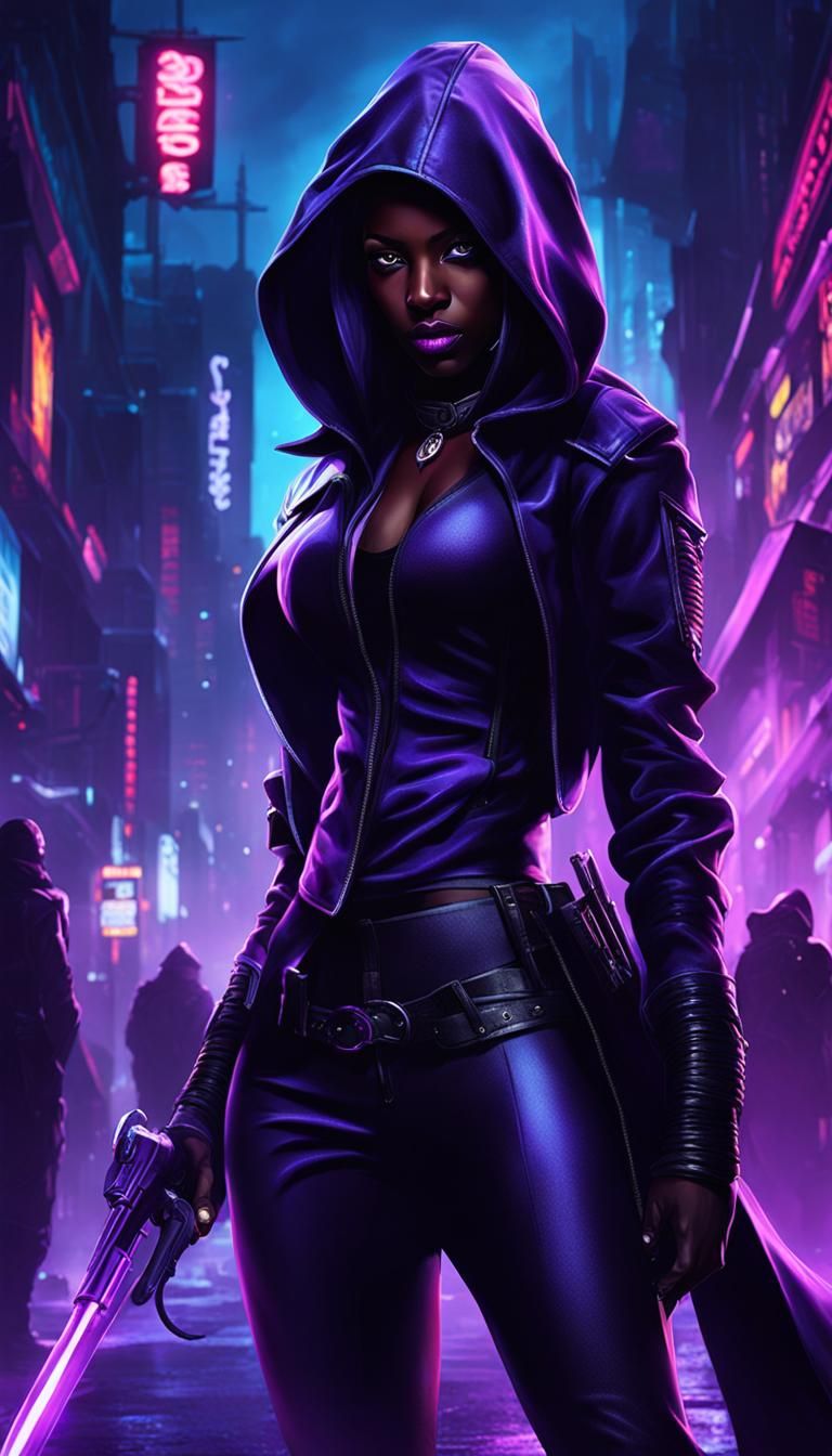 Shadowy Assassin in Dark City, Detailed Digital Art