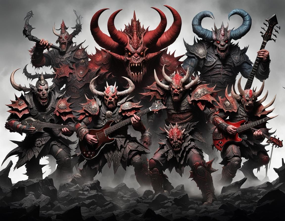 the shock rock band Gwar on stage with Oderus Urungus, mathbox attractor fractal optimization