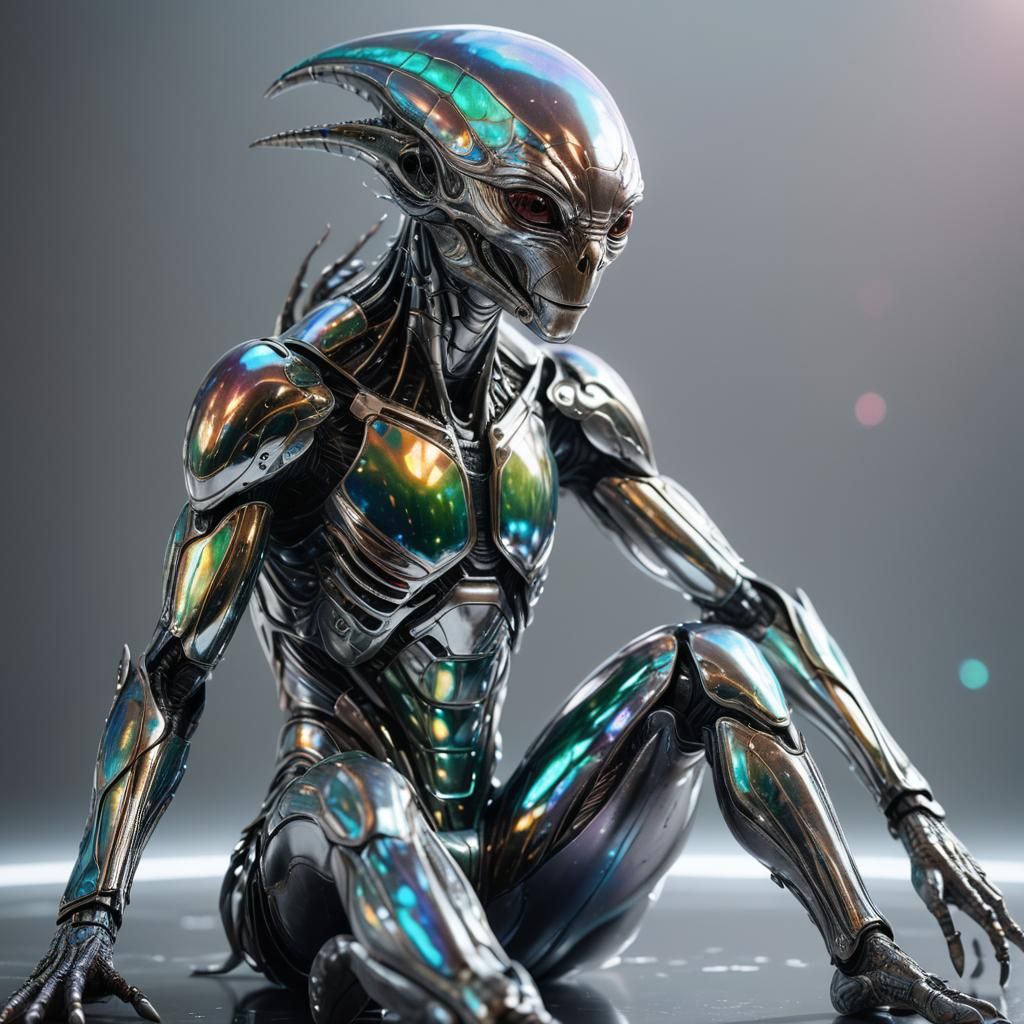 Photorealistic concept art. Medium shot. Extraterrestrial cr...