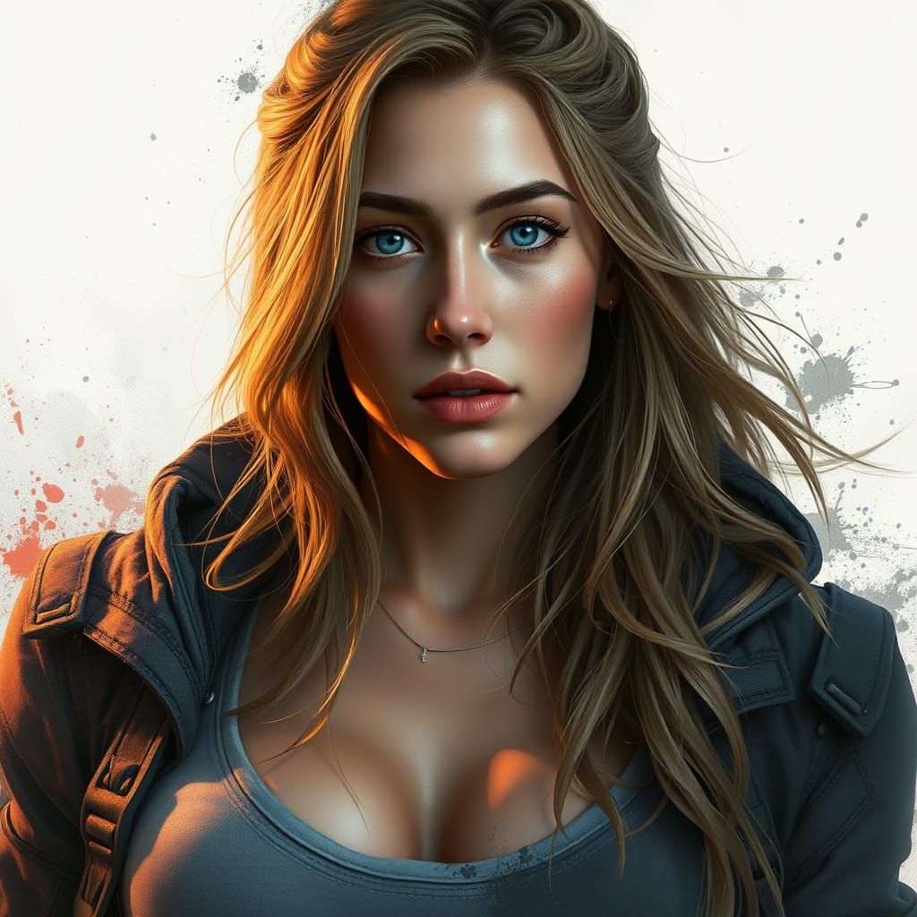 Rhea Ripley in Triadic Colors Concept Art Portrait