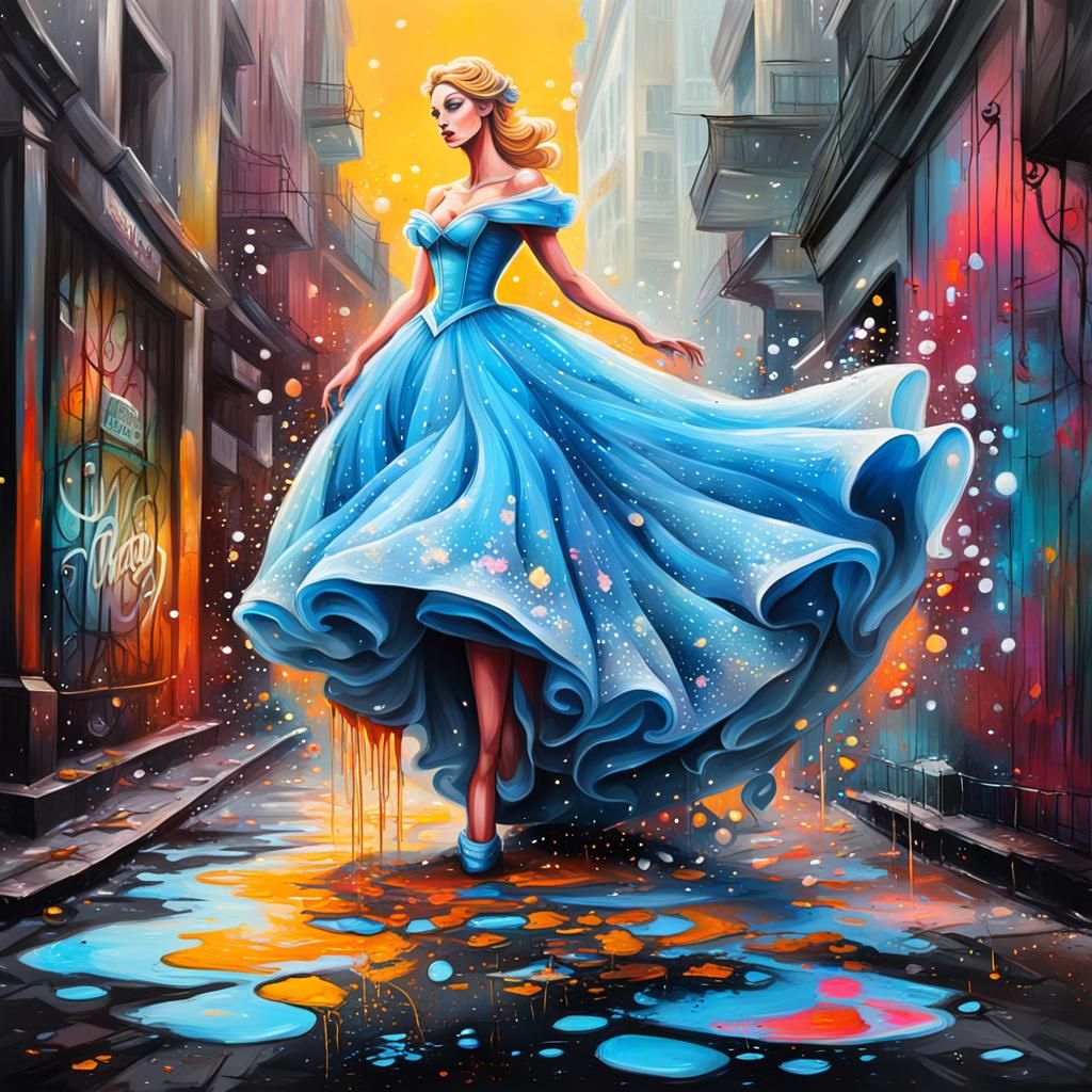 Cinderella Reimagined as Graffiti Splash Art