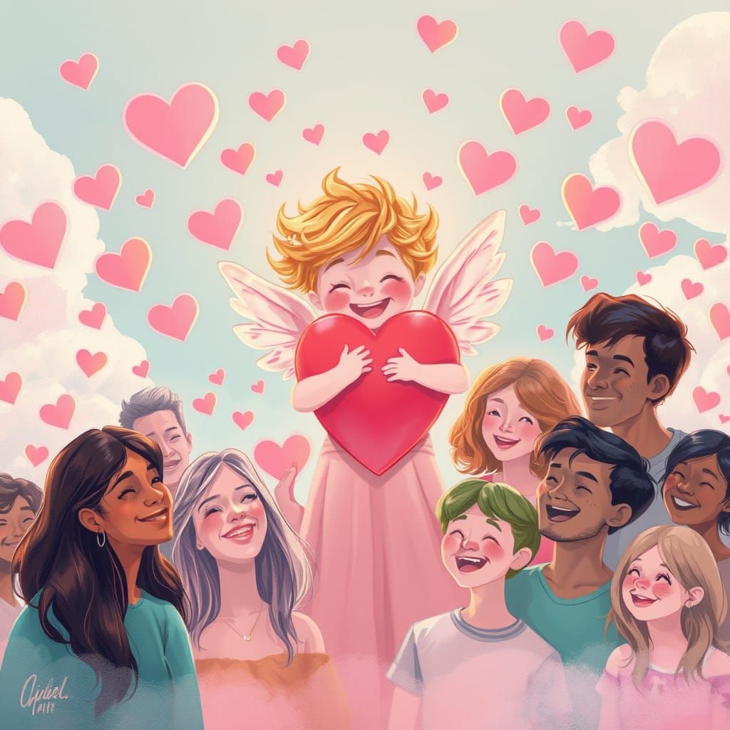 Whimsical Valentine's Day Celebration with Diverse Hearts