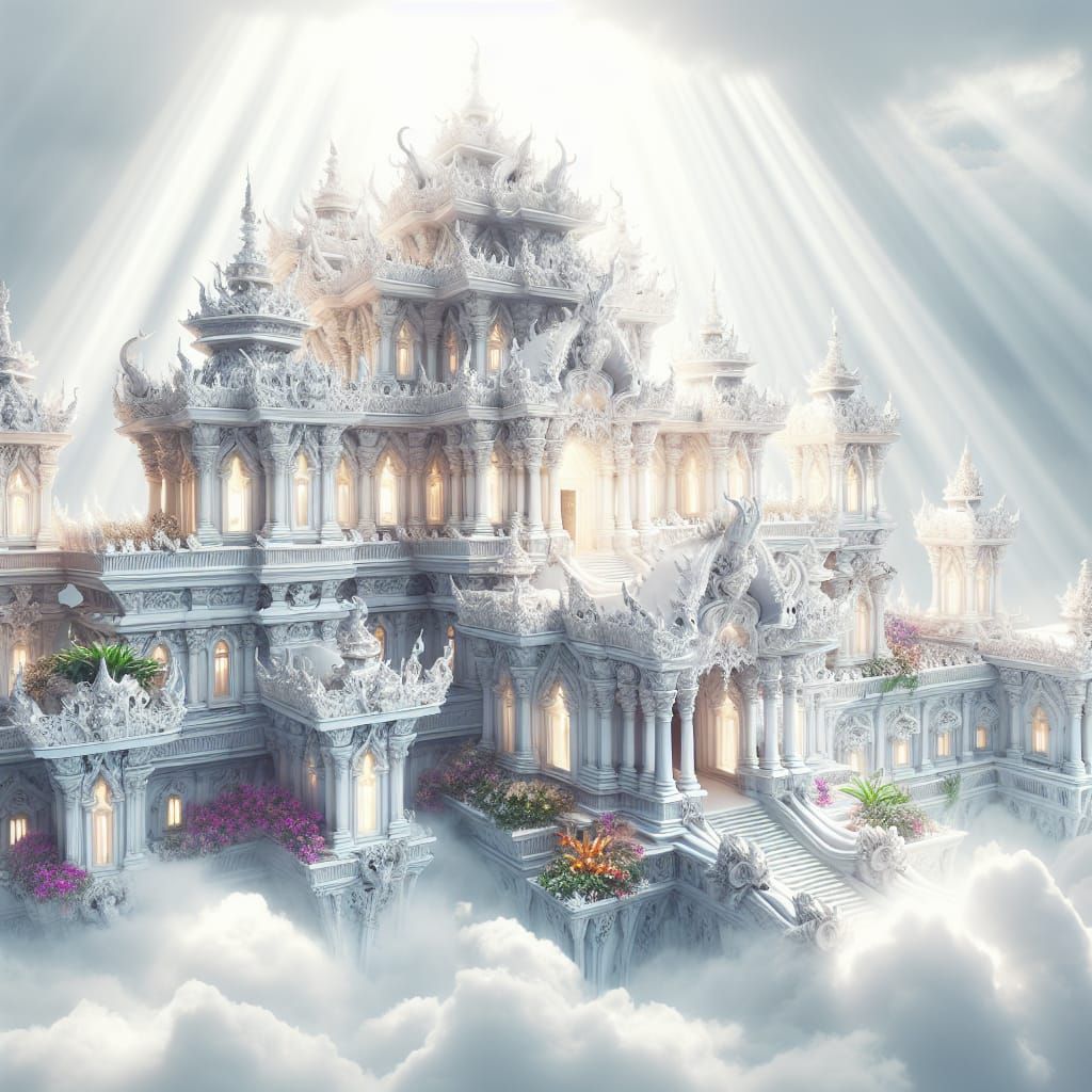 Ethereal White Velryian Palace in Divine Sunshine