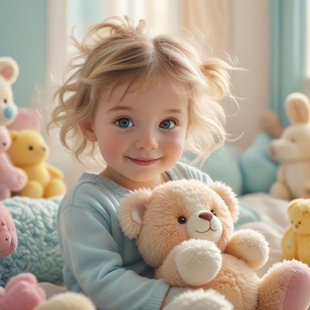 Whimsical Nursery Portrait in Children's Book Illustration S...