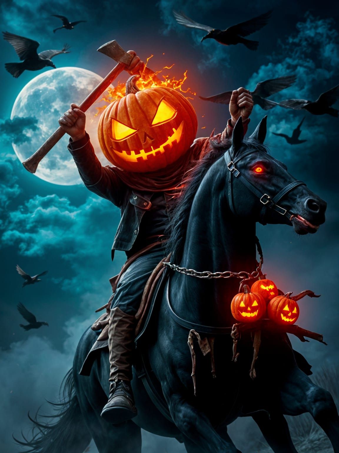 Headless Horseman on a Dark Steed