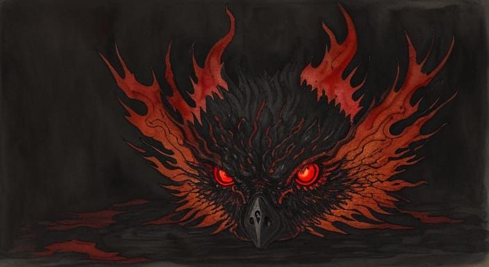 Glowing Red Eyes Devour Turkey in Hellish Landscape