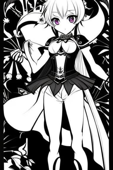 Cute Fox Witch Coloring Page in Anime Style