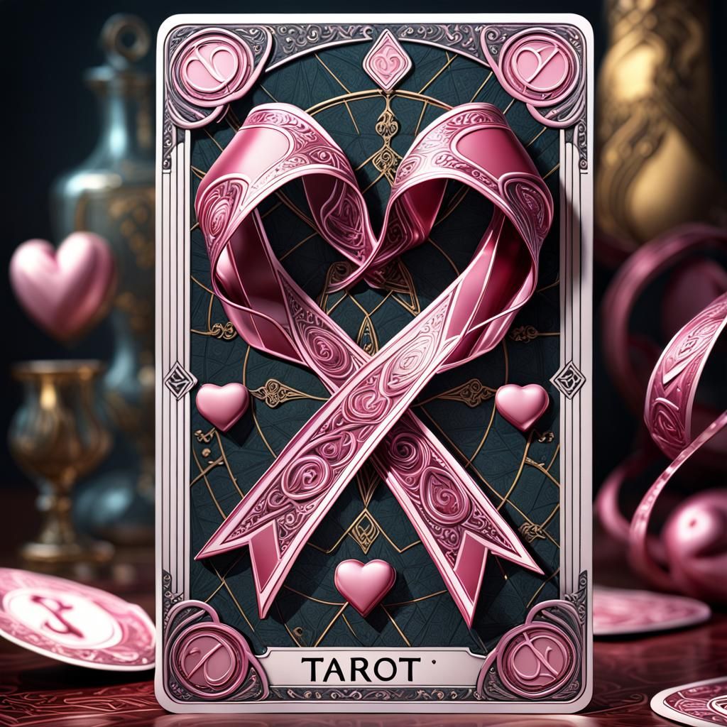 Breast Cancer Awareness Ribbon Tarot Card in 3D