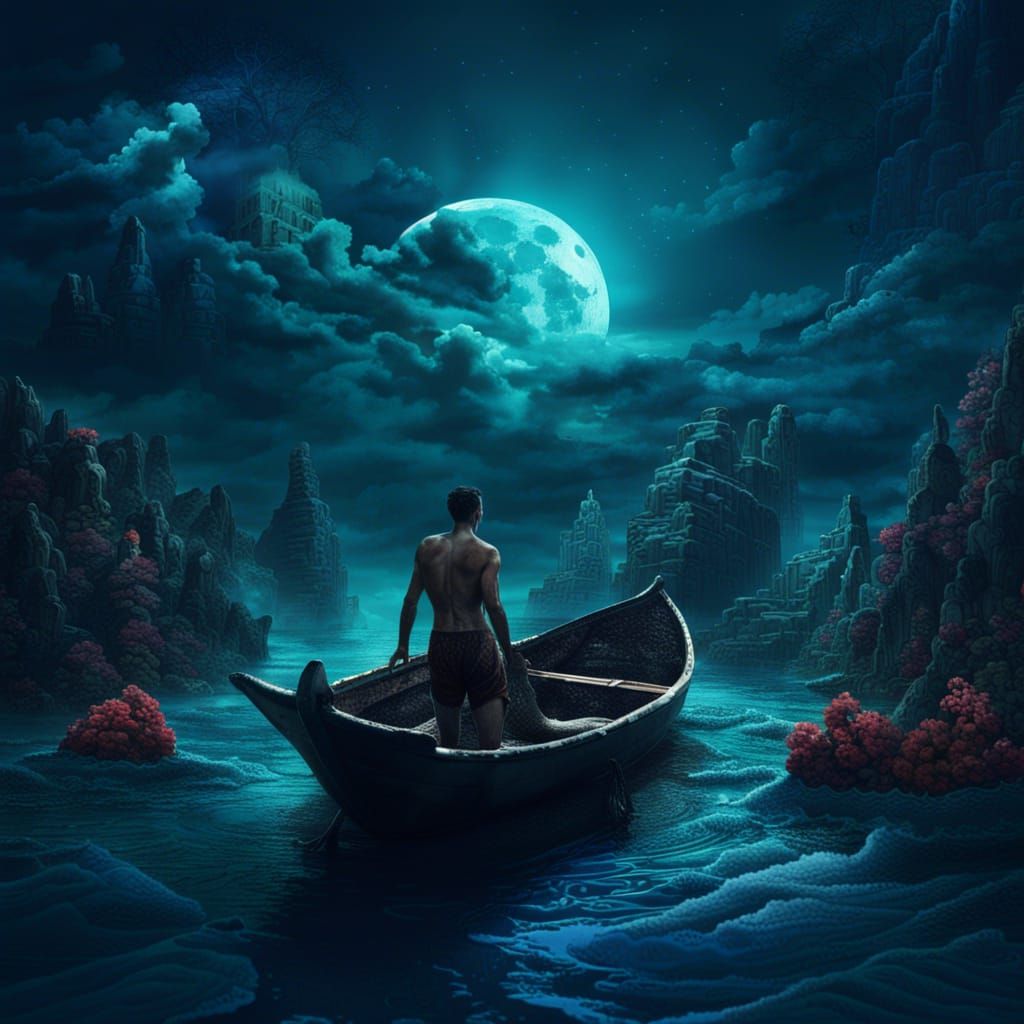 Stormy Mermaid Encounter at Sea in Detailed Digital Art